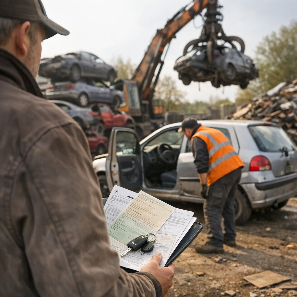 Mettre une voiture à la casse&nbsp;: procédure VHU, documents et prix