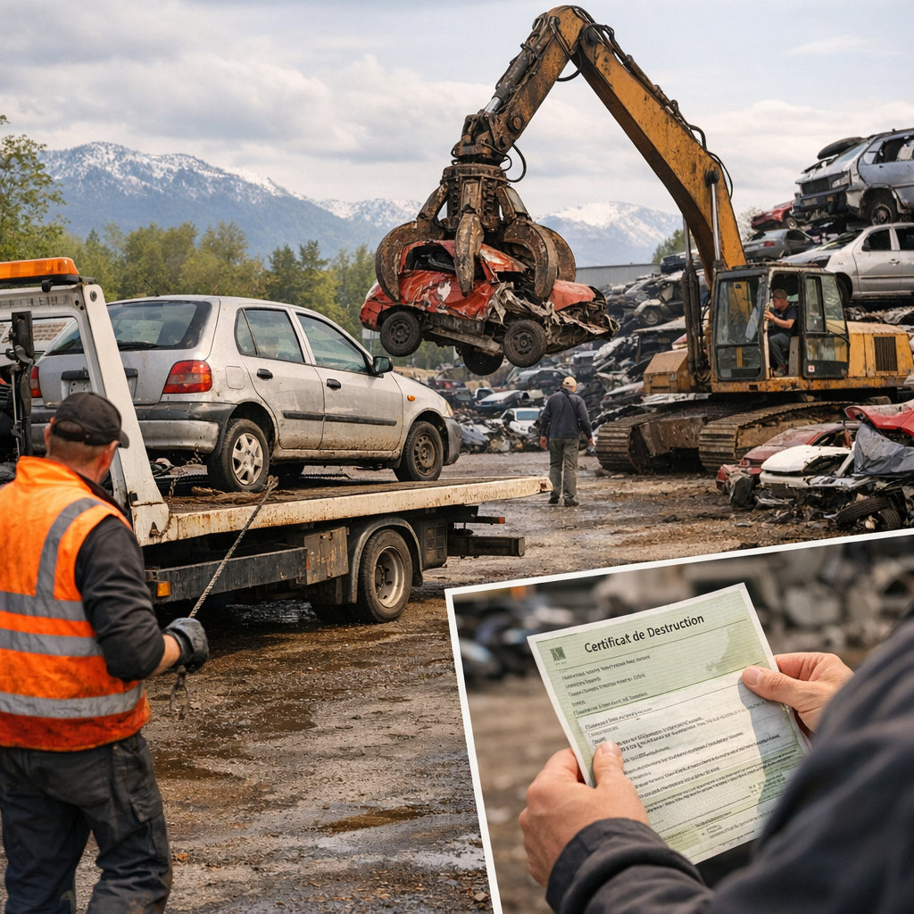Comment fonctionne la casse automobile&nbsp;: de l’enlèvement VHU au certificat de destruction