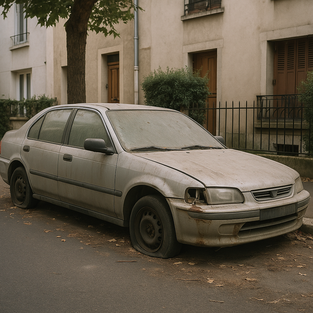 Épave stationnée depuis des mois : risques pour le propriétaire