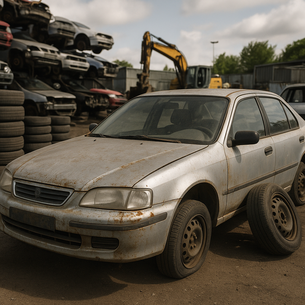 Recyclage des pneus d’une voiture mise à la casse